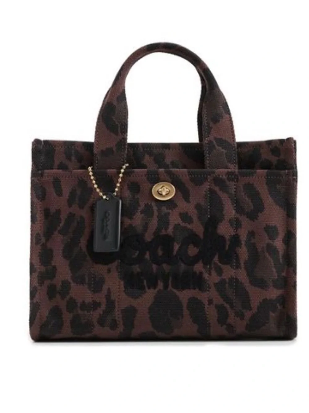 Coach Mini Tote with Leopard Print in Brown and Black